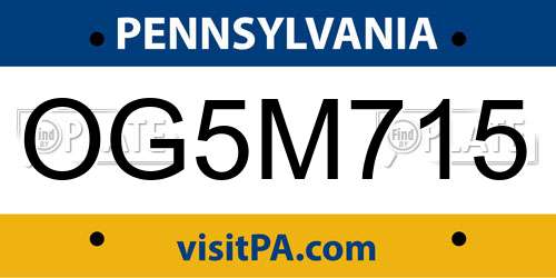 OG5M715 Pennsylvania License Plate
