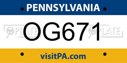 OG671 Pennsylvania License Plate