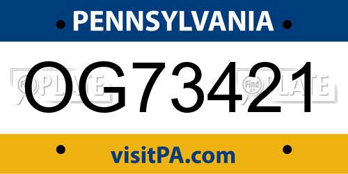 OG73421 Pennsylvania License Plate