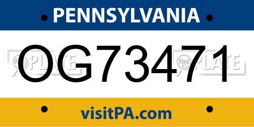 OG73471 Pennsylvania License Plate