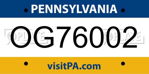 OG76002 Pennsylvania License Plate