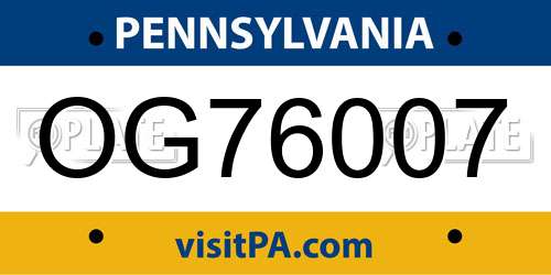 OG76007 Pennsylvania License Plate