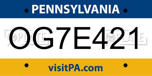 OG7E421 Pennsylvania License Plate