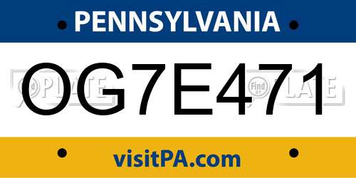 OG7E471 Pennsylvania License Plate