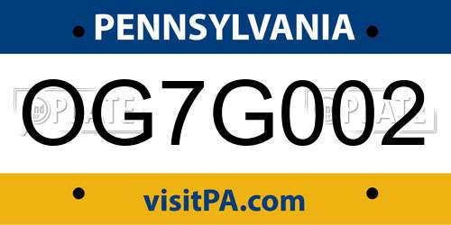 OG7G002 Pennsylvania License Plate