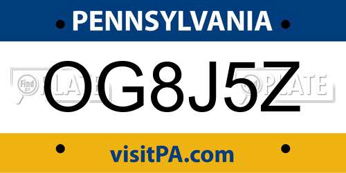 OG8J5Z Pennsylvania License Plate