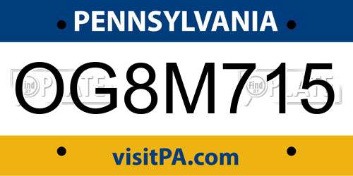 OG8M715 Pennsylvania License Plate