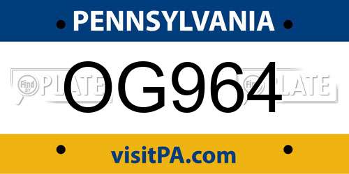 OG964 Pennsylvania License Plate