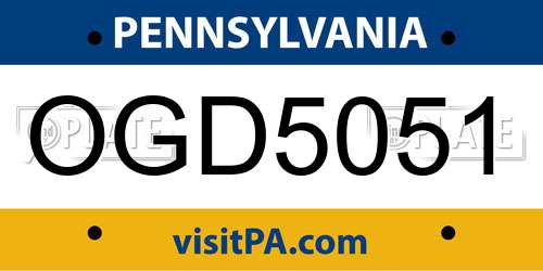 OGD5051 Pennsylvania License Plate