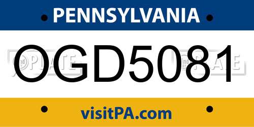 OGD5081 Pennsylvania License Plate