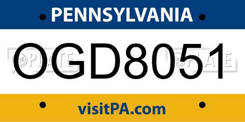 OGD8051 Pennsylvania License Plate