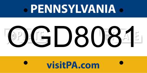 OGD8081 Pennsylvania License Plate