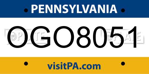 OGO8051 Pennsylvania License Plate