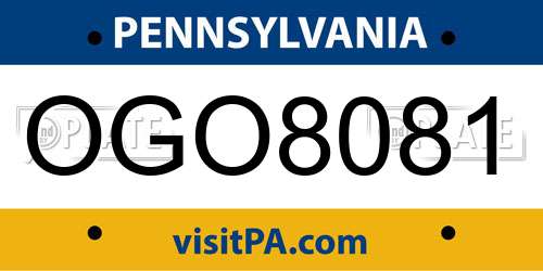 OGO8081 Pennsylvania License Plate