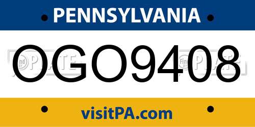 OGO9408 Pennsylvania License Plate