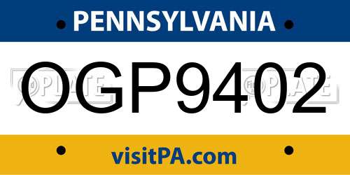 OGP9402 Pennsylvania License Plate