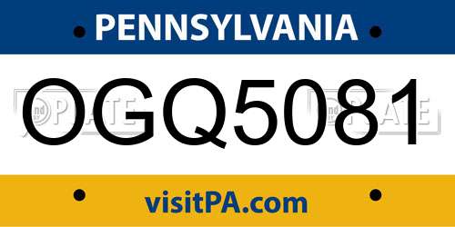 OGQ5081 Pennsylvania License Plate