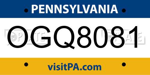 OGQ8081 Pennsylvania License Plate