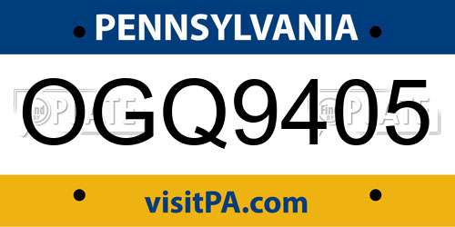 OGQ9405 Pennsylvania License Plate