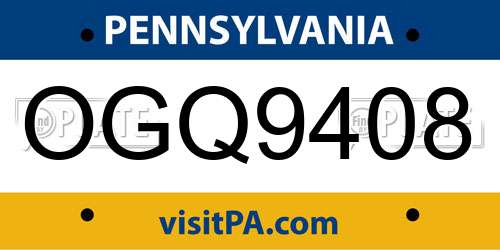 OGQ9408 Pennsylvania License Plate