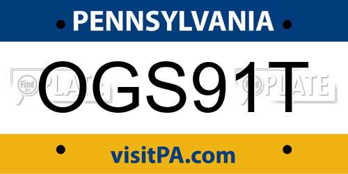 OGS91T Pennsylvania License Plate
