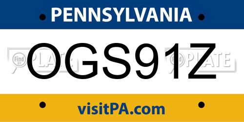 OGS91Z Pennsylvania License Plate
