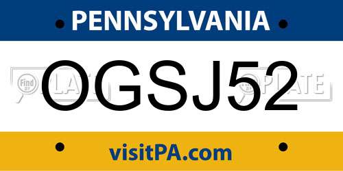 OGSJ52 Pennsylvania License Plate