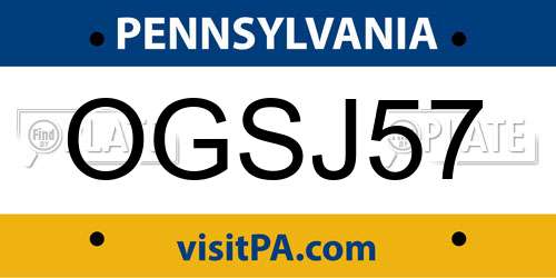 OGSJ57 Pennsylvania License Plate