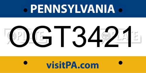 OGT3421 Pennsylvania License Plate