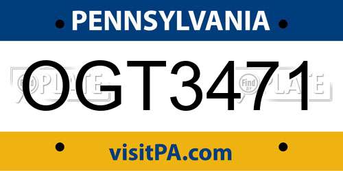 OGT3471 Pennsylvania License Plate