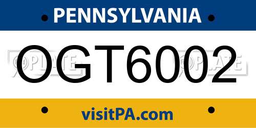 OGT6002 Pennsylvania License Plate