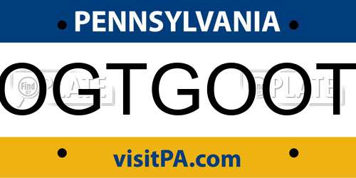 OGTGOOT Pennsylvania License Plate