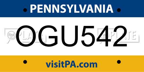 OGU542 Pennsylvania License Plate