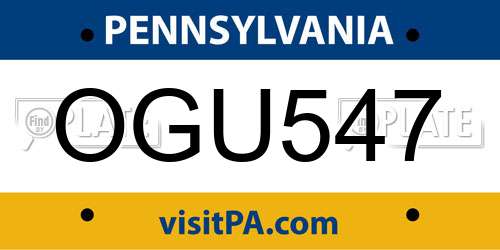 OGU547 Pennsylvania License Plate