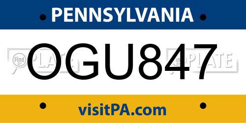 OGU847 Pennsylvania License Plate