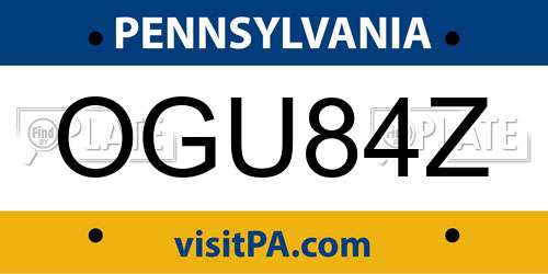 OGU84Z Pennsylvania License Plate