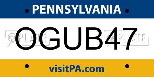 OGUB47 Pennsylvania License Plate
