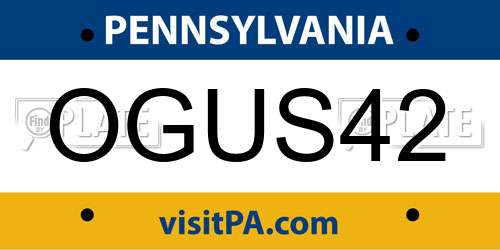 OGUS42 Pennsylvania License Plate