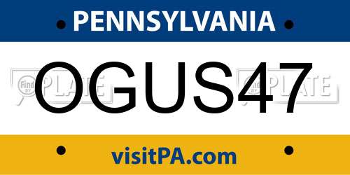 OGUS47 Pennsylvania License Plate