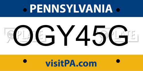 OGY45G Pennsylvania License Plate