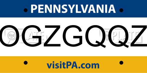 OGZGQQZ Pennsylvania License Plate