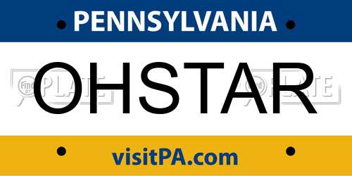 OHSTAR Pennsylvania License Plate