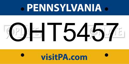 OHT5457 Pennsylvania License Plate