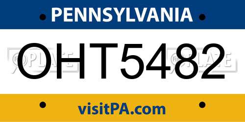 OHT5482 Pennsylvania License Plate