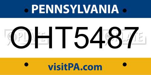 OHT5487 Pennsylvania License Plate