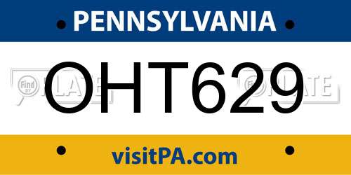 OHT629 Pennsylvania License Plate