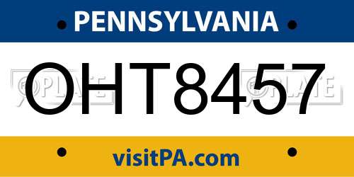 OHT8457 Pennsylvania License Plate