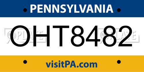 OHT8482 Pennsylvania License Plate