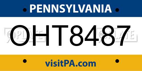 OHT8487 Pennsylvania License Plate