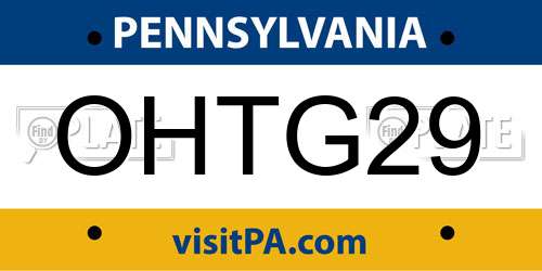 OHTG29 Pennsylvania License Plate